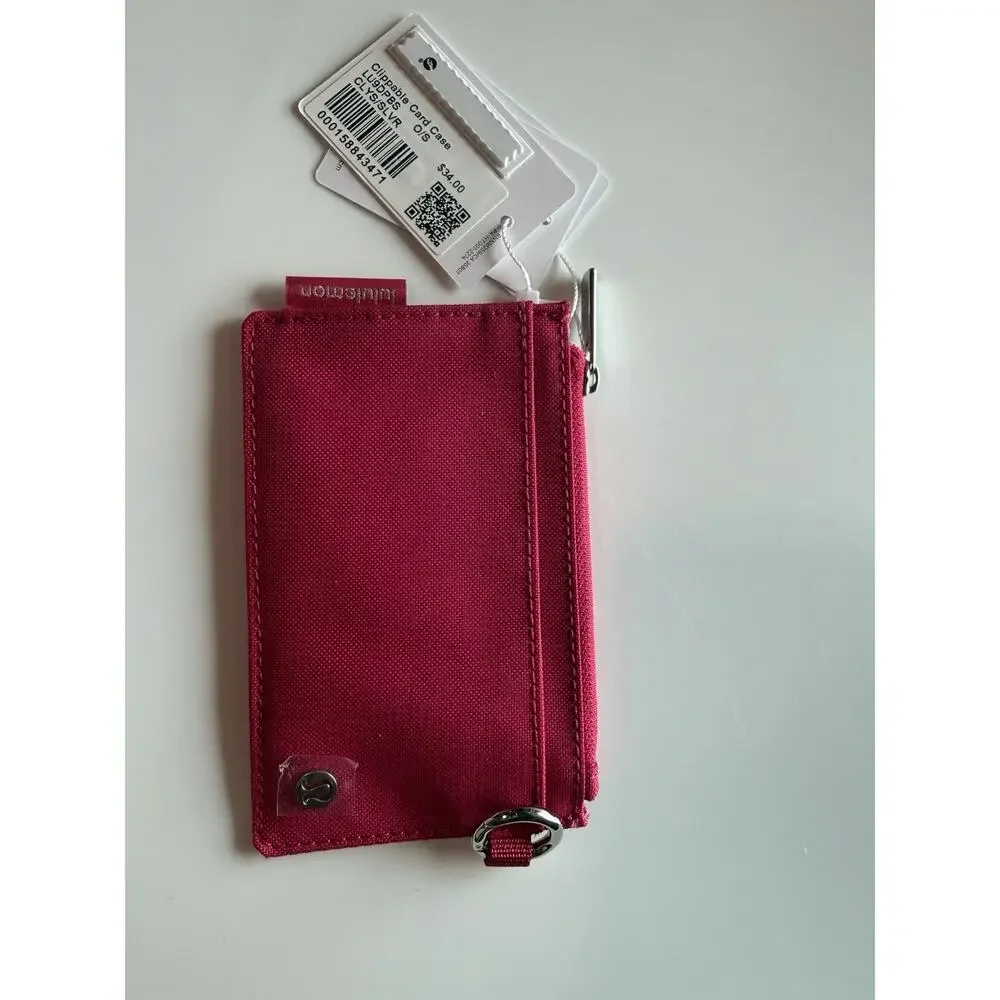 NWT Lululemon clippable card case CALYPSO PINK/SILVER
